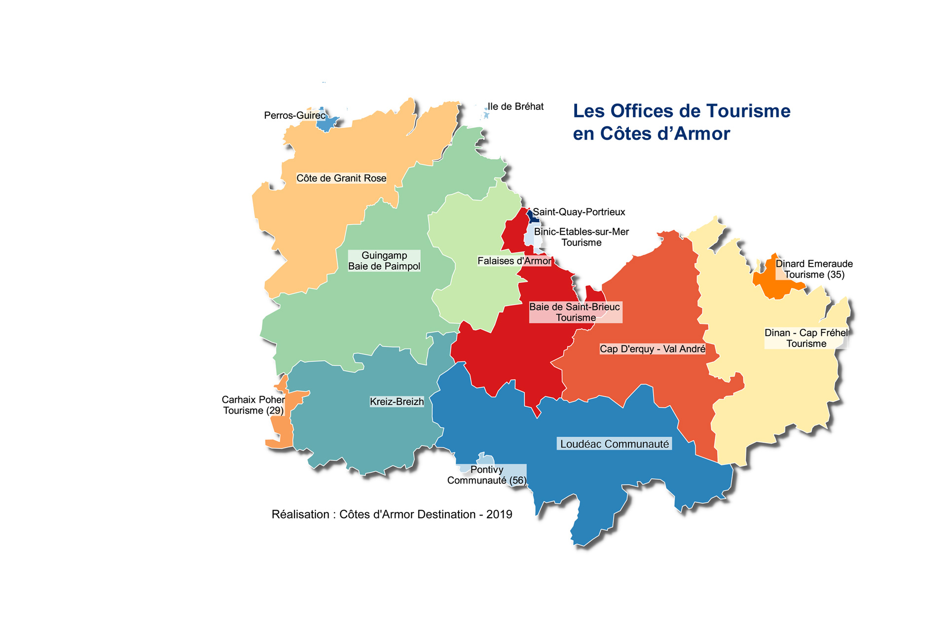 Carte des Offices de Tourisme des Côtes d'Armor